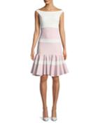 Sounia Colorblock Flounce-hem Dress