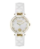 36mm Covent Garden Crystal Watch W/ Leather Strap, Gold/white