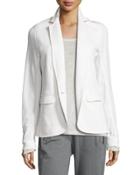 City Cotton Contrast Collar Blazer, White/pink