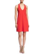 Sleeveless Halle Crepe Shift Dress, Red