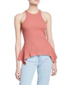 Ellen Racerback Ribbed Peplum Top
