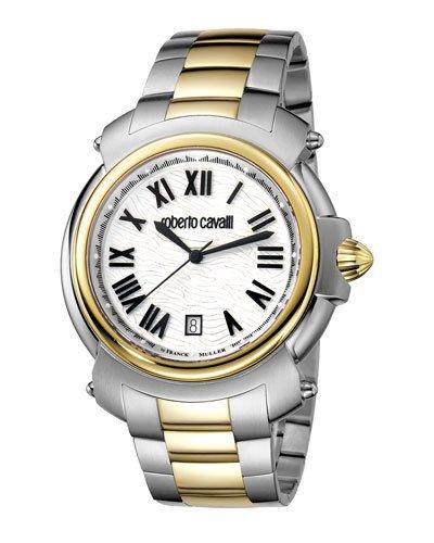 44mm Men's Two-tone Stainless Steel Bracelet Watch, Yellow