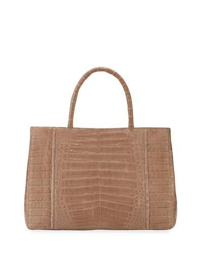 Medium Sectional Crocodile Tote Bag, Nude