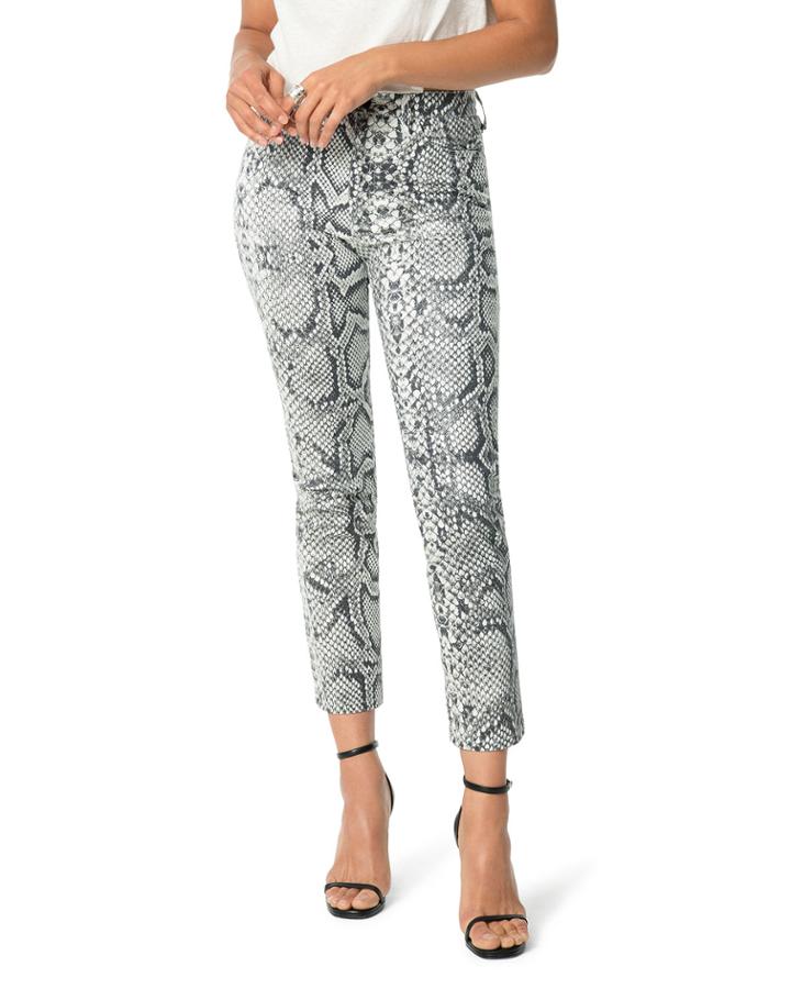 The High Rise Cigarette Snake-print Jeans
