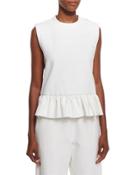Colorblock Ruffled-hem Tank, Graphite/lily White
