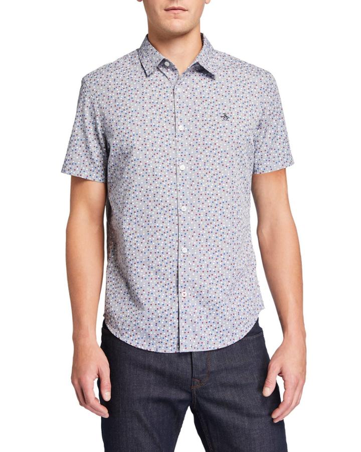 Men's Short-sleeve Polka-dot