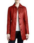 Quilted Long Leather Jacket,