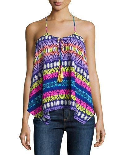 Lila Geometric-print Silk Top,