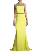 Beaded Yoke Trumpet Gown,