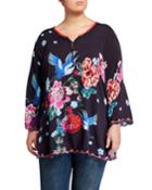 Plus Size Zahra Printed Button-front Top