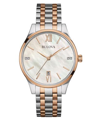 36mm Two-tone Bracelet Watch W/ Diamonds