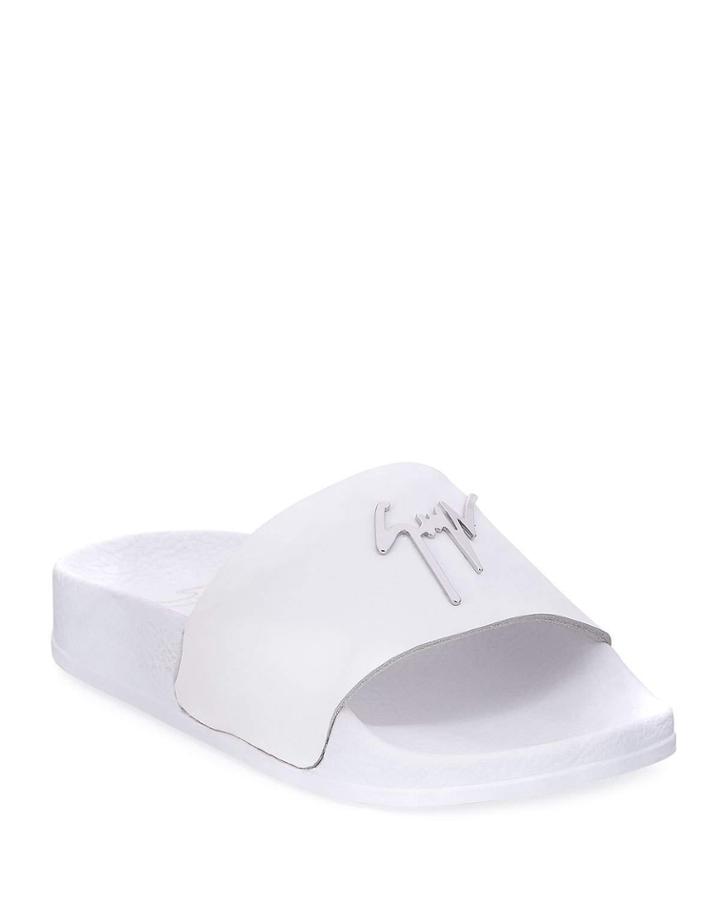 Birel Leather Slide Sandal, White, Toddler/youth