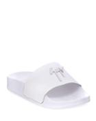 Birel Leather Slide Sandal, White, Toddler/youth