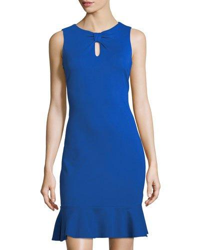 Ponte Keyhole Flounce-hem Dress