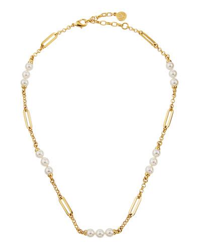 Modern Metal Pearly Chain Necklace,