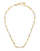 Modern Metal Pearly Chain Necklace,