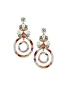Double Hoop-drop Earrings W/ Crystals