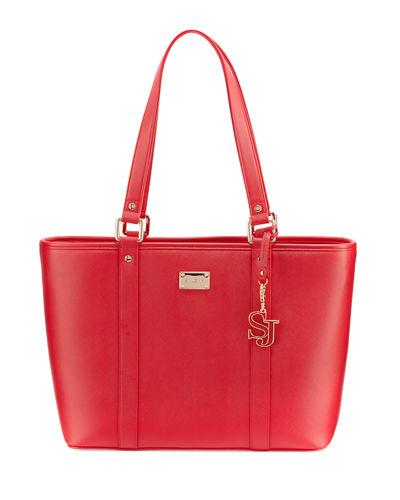 Textured Faux-leather Zip Tote Bag