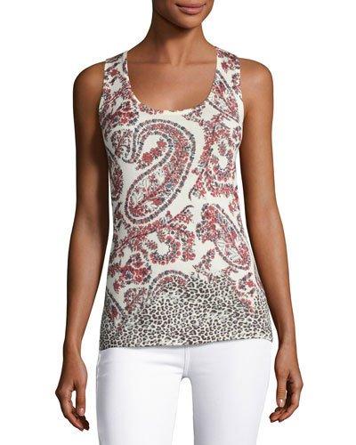 Superfine Floral Paisley Silk-blend Tank