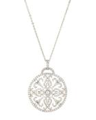 18k Large Round Diamond Filigree Pendant Necklace,