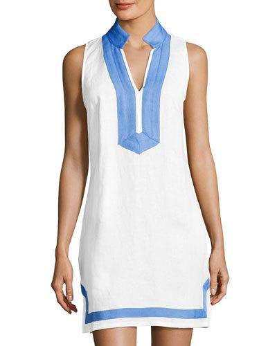 Classic Sleeveless Tunic Dress, White