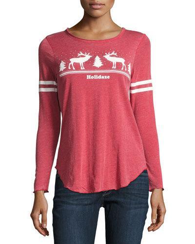 Holidaze Christmas-print Top, Red