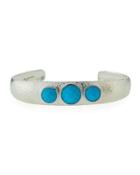 Galapagos Wide Sterling Cuff W/ Turquoise Bezels