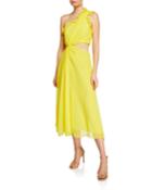 Corinne Ruffled Cutout One-shoulder