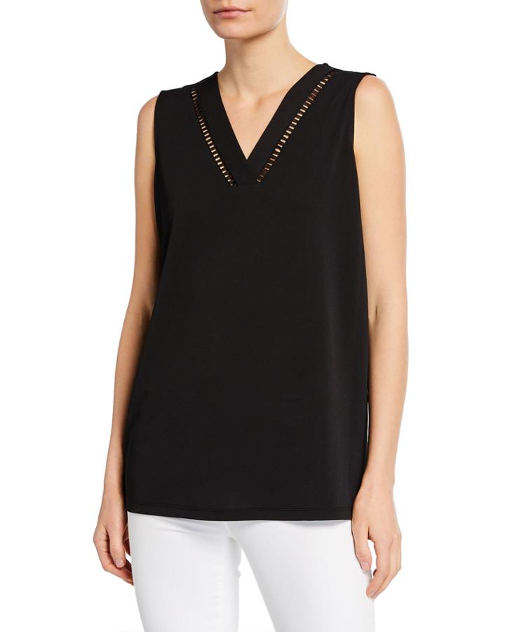 Ladder Stitching V-neck Top