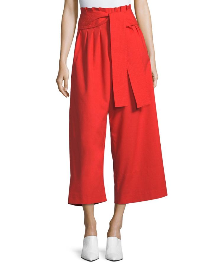 Ivy High-waist Wide-leg Cotton Trousers