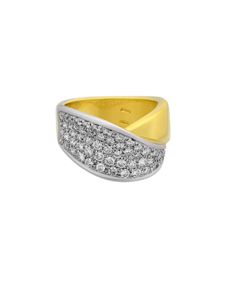 18k Two-tone Diamond Half-pave Ring,