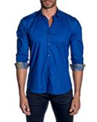 Men's Long-sleeve Button-down Shirt W/ Paisley Facing