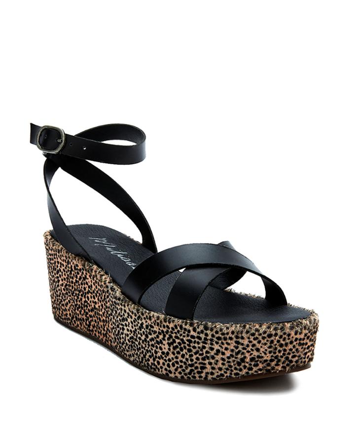 Cheetah-embossed Fur Wedge