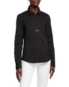 Phaedra Italian Stretch Cotton Long-sleeve Blouse
