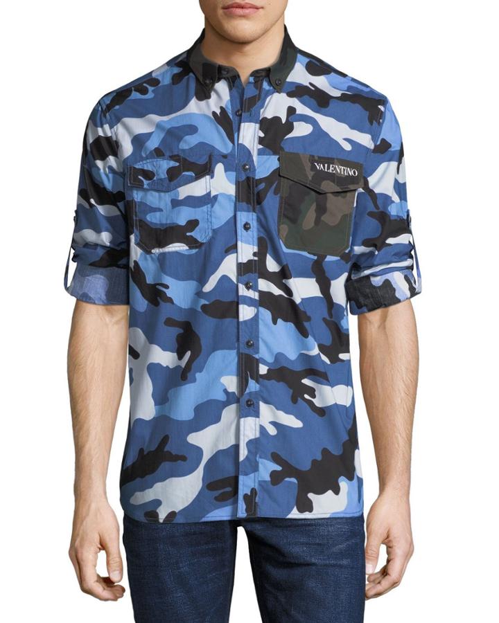 Men's Button-down Long-sleeve Camo