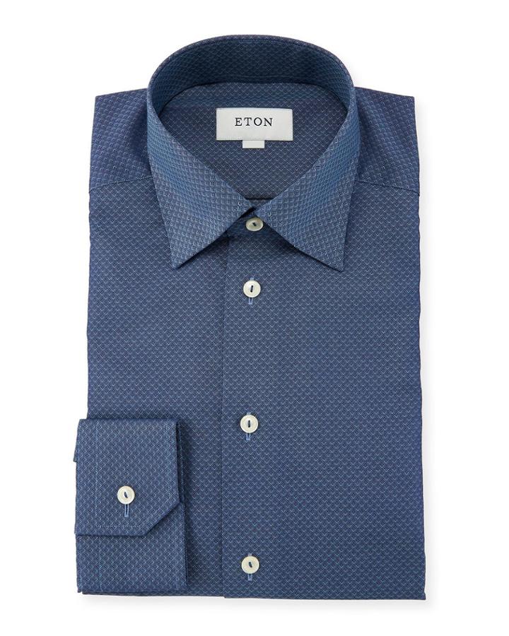 Slim-fit Texture Diamond-pattern Dress