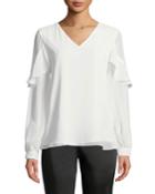 V-neck Ruffle-sleeve Blouse