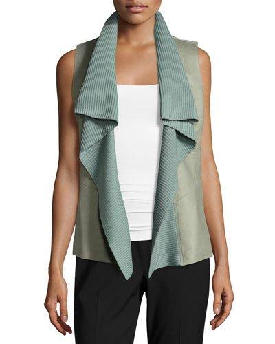 Melsa Knit-trim Vest, Chameleon