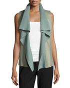 Melsa Knit-trim Vest, Chameleon