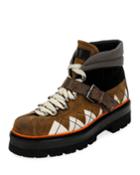 Men's Manilo Graphic-trim Leather Hiking Boots