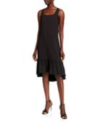 Square-neck High-low Flounce Dress