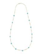 18k Senso Necklace With Wrapped 10mm Stones And Bar Stations In Turquoise