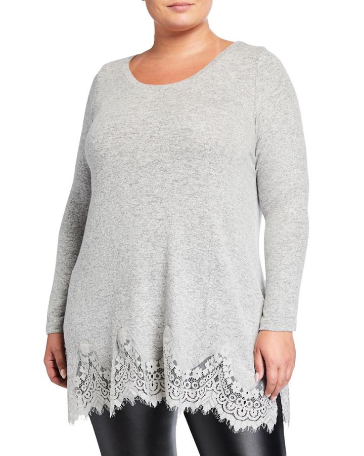 Plus Size Brushed Jersey T-shirt W/