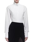 Origami-collar Poplin Blouse