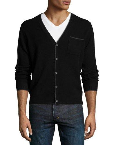 Cashmere Contrast-tip Modern Cardigan
