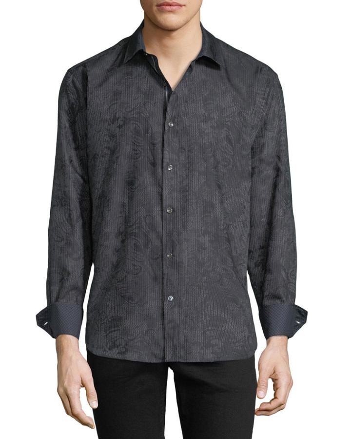 Men's Shaped-fit Striped Floral Woven