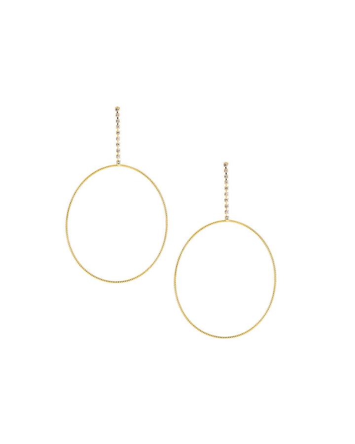 Linear Crystal Circle-drop Earrings
