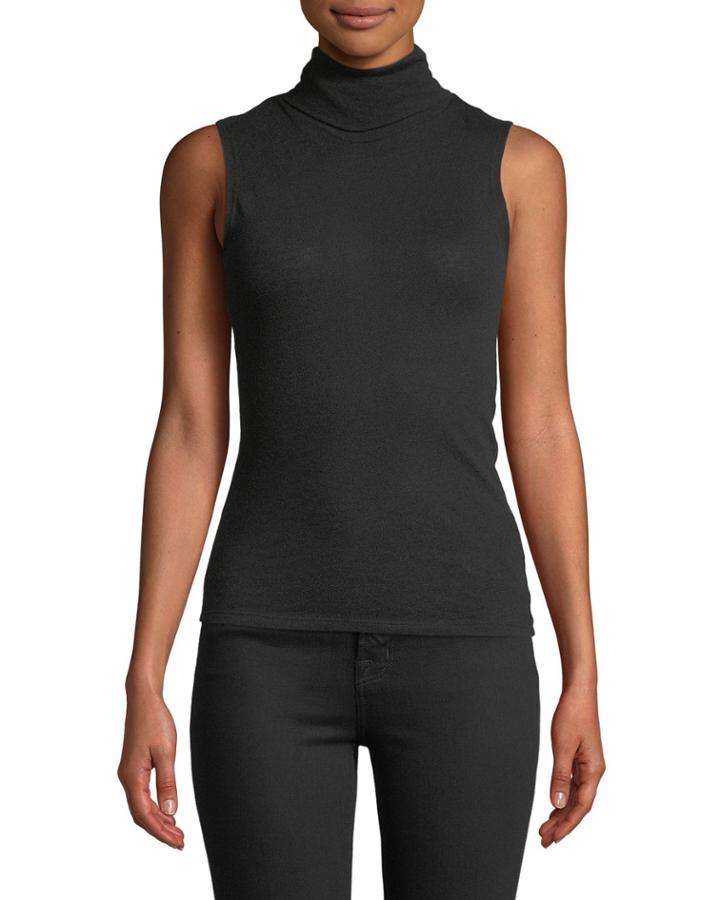 Cashmere Sleeveless Turtleneck Top