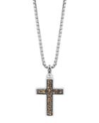 Men's Classic Chain Smoky Quartz Cross Pendant Necklace