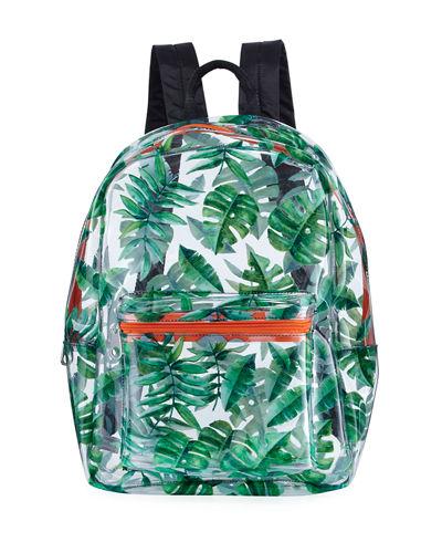 Transparent Leaf-print Backpack